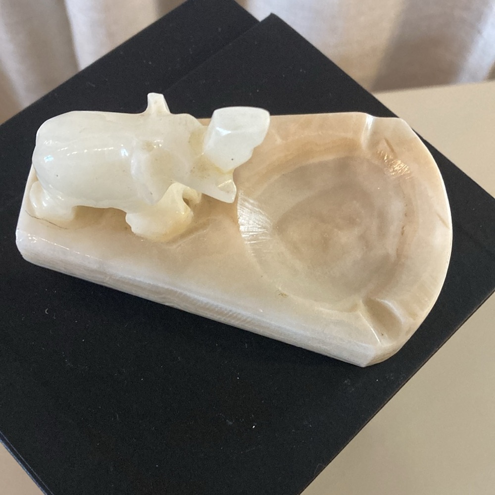 Vintage Carved Stone Elephant Trinket Dish - Picture 2 of 8